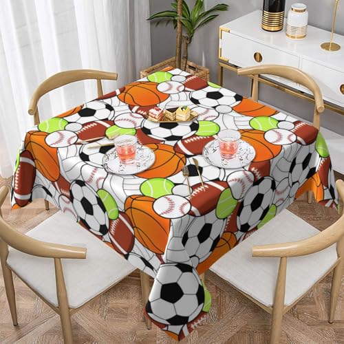 WKSGDSG Wasserdichte quadratische Tischdecke, 152 x 152 cm, auslaufsicher und knitterfrei, dekorative Tischdecke für Esstisch, Küche, Party, Sportball-Tischdecken für Esszimmer WKSGDSG Wasserdichte quadratische Tischdecke, 152 x 152 cm, auslaufsicher und knitterfrei, dekorative Tischdecke für Esstisch, Küche, Party, Sportball-Tischdecken für Esszimmer von WKSGDSG