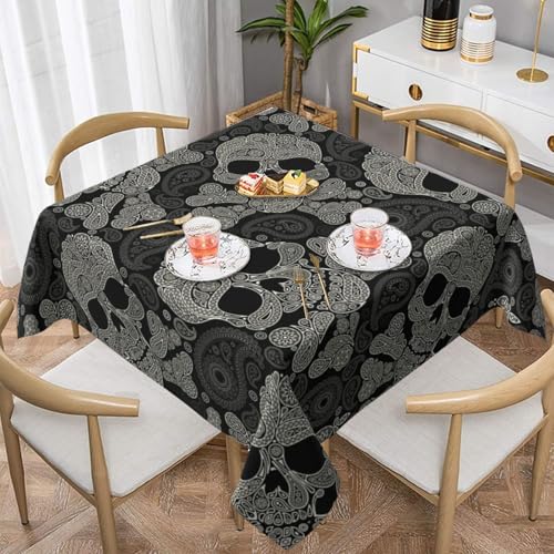WKSGDSG Wasserdichte quadratische Tischdecke, 152 x 152 cm, auslaufsicher und knitterfrei, dekorative Tischdecke für Esstisch, Küche, Party, Totenkopf-Tischdecken für Esszimmer WKSGDSG Wasserdichte quadratische Tischdecke, 152 x 152 cm, auslaufsicher und knitterfrei, dekorative Tischdecke für Esstisch, Küche, Party, Totenkopf-Tischdecken für Esszimmer von WKSGDSG