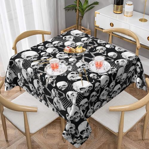 WKSGDSG Wasserdichte quadratische Tischdecke, 152 x 152 cm, auslaufsicher und knitterfrei, dekorative Tischdecke für Esstisch, Küche, Party, Totenkopf-Tischdecken für Esszimmer WKSGDSG Wasserdichte quadratische Tischdecke, 152 x 152 cm, auslaufsicher und knitterfrei, dekorative Tischdecke für Esstisch, Küche, Party, Totenkopf-Tischdecken für Esszimmer von WKSGDSG