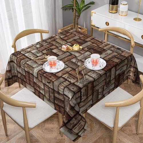 WKSGDSG Wasserdichte quadratische Tischdecke, 152 x 152 cm, auslaufsicher und knitterfrei, dekorative Tischdecke für Esstisch, Küche, Party, Weinkork-Tischdecken für Esszimmer WKSGDSG Wasserdichte quadratische Tischdecke, 152 x 152 cm, auslaufsicher und knitterfrei, dekorative Tischdecke für Esstisch, Küche, Party, Weinkork-Tischdecken für Esszimmer von WKSGDSG
