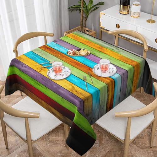 WKSGDSG Wasserdichte quadratische Tischdecke, 152 x 152 cm, auslaufsicher und knitterfrei, dekorative Tischdecke für Esstisch, Küche, Party, bunte Holzbretter, Tischdecken für Esszimmer WKSGDSG Wasserdichte quadratische Tischdecke, 152 x 152 cm, auslaufsicher und knitterfrei, dekorative Tischdecke für Esstisch, Küche, Party, bunte Holzbretter, Tischdecken für Esszimmer von WKSGDSG