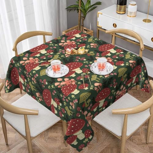 WKSGDSG Wasserdichte quadratische Tischdecke, 152 x 152 cm, auslaufsicher und knitterfrei, dekorative Tischdecke für Esstisch, Küche, Party, helle Pilze, Kunst-Tischdecken für Esszimmer WKSGDSG Wasserdichte quadratische Tischdecke, 152 x 152 cm, auslaufsicher und knitterfrei, dekorative Tischdecke für Esstisch, Küche, Party, helle Pilze, Kunst-Tischdecken für Esszimmer von WKSGDSG