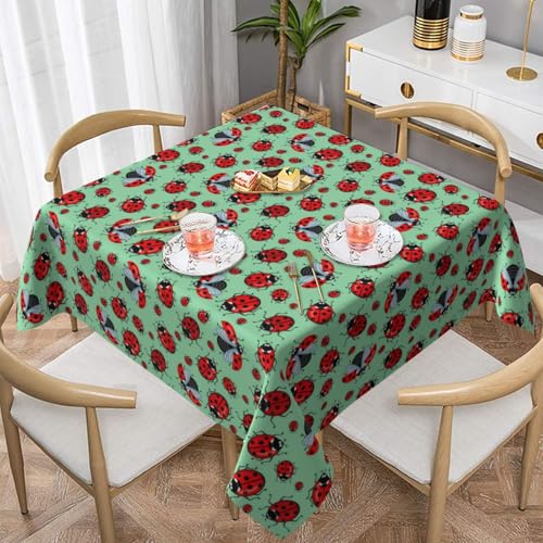 WKSGDSG Wasserdichte quadratische Tischdecke, 152 x 152 cm, auslaufsicher und knitterfrei, dekorative Tischdecke für Esstisch, Küche, Party, rote Marienkäfer, grüne Tischdecken für Esszimmer WKSGDSG Wasserdichte quadratische Tischdecke, 152 x 152 cm, auslaufsicher und knitterfrei, dekorative Tischdecke für Esstisch, Küche, Party, rote Marienkäfer, grüne Tischdecken für Esszimmer von WKSGDSG