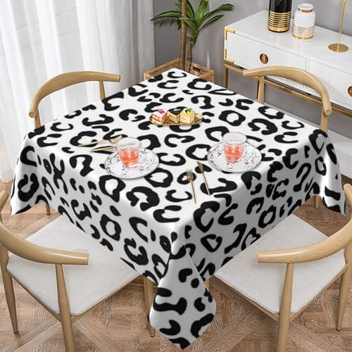 WKSGDSG Wasserdichte quadratische Tischdecke, 152 x 152 cm, auslaufsicher und knitterfrei, dekorative Tischdecke für Esstisch, Küche, Party, schwarz-weiß, Leopardenmuster, Tischdecken für Esszimmer von WKSGDSG