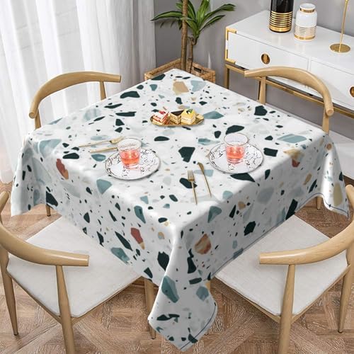 WKSGDSG Wasserdichte quadratische Tischdecke, 152 x 152 cm, auslaufsicher und knitterfrei, dekorative Tischdecke für Esstisch, Küche, Party, weiße Terrazzo-Tischdecken für Esszimmer WKSGDSG Wasserdichte quadratische Tischdecke, 152 x 152 cm, auslaufsicher und knitterfrei, dekorative Tischdecke für Esstisch, Küche, Party, weiße Terrazzo-Tischdecken für Esszimmer von WKSGDSG