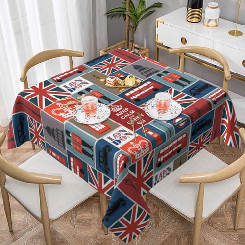 WKSGDSG Wasserdichte quadratische Tischdecke, auslaufsicher und knitterfrei, dekorative Tischdecke für Esstisch, Küche, Party, England-Symbole, Tischdecken für Esszimmer WKSGDSG Wasserdichte quadratische Tischdecke, auslaufsicher und knitterfrei, dekorative Tischdecke für Esstisch, Küche, Party, England-Symbole, Tischdecken für Esszimmer von WKSGDSG