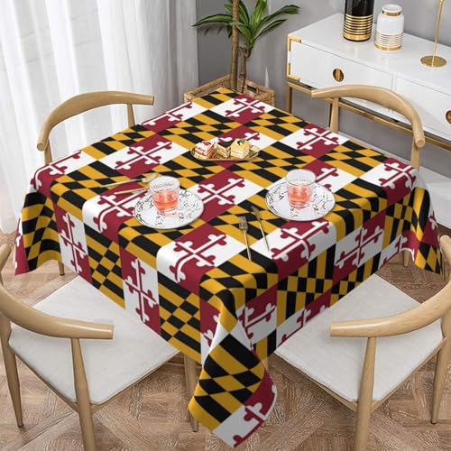 WKSGDSG Wasserdichte quadratische Tischdecke, auslaufsicher und knitterfrei, dekorative Tischdecke für Esstisch, Küche, Party, Flagge von Maryland, Tischdecken für Esszimmer WKSGDSG Wasserdichte quadratische Tischdecke, auslaufsicher und knitterfrei, dekorative Tischdecke für Esstisch, Küche, Party, Flagge von Maryland, Tischdecken für Esszimmer von WKSGDSG