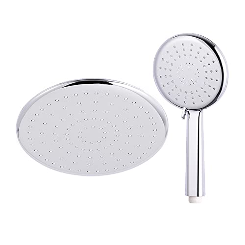 WKWPYCYUH Runden Abs Kunststoff Chrom/Weiß Duschkopf Combo Bad Wasserhahn Zubehör Badezimmer Top Duschkopf Set Duschkopf(Chrome Shower Set) von WKWPYCYUH