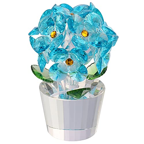 WKXCTS Kristall Kristall Hortensie Blume Figur Paperweight Träume Souvenir Sammlerstücke für Dame Geschenk Handwerk Ornament Home Office Decor Ornament (Color : A Blue) von WKXCTS