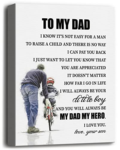 To My Dad Leinwand-Wandkunst, Dekoration, You Will Always Be My Dad My Hero, I Love You, Leinwanddrucke, Poster, Wandkunst, Weihnachten, Vatertagsgeschenk, Geburtstagsgeschenk für Vater, 30.5x38.1 cm von WKYAER