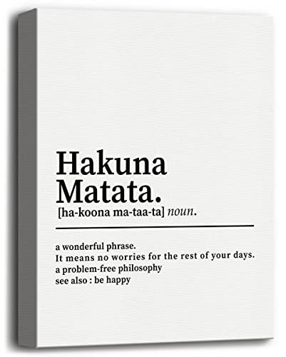 WKYAER Hakuna Matata Leinwand-Wandkunst-Dekor, lustige Hakuna Matata Definition, inspirierendes Zitat, Leinwanddrucke, Poster, Wandkunst, Freundschaft, Geburtstagsgeschenke, inspirierende von WKYAER