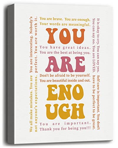 "You Are Enough" Leinwand-Wandkunst, inspirierendes motivierendes Zitat, Leinwanddrucke Poster Wandkunst für Zuhause und Büro, Freunden & Absolventen, Größe 30.5x38.1 cm von WKYAER