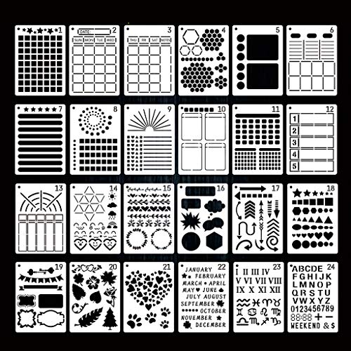 24pcs Planer Schablonen Journal Vorlagen Zeichenvorlagen Für Notebook Scrapbook Tagebuch Kalender 5 X 7 Zoll Journaling Supplies von WKabnkn