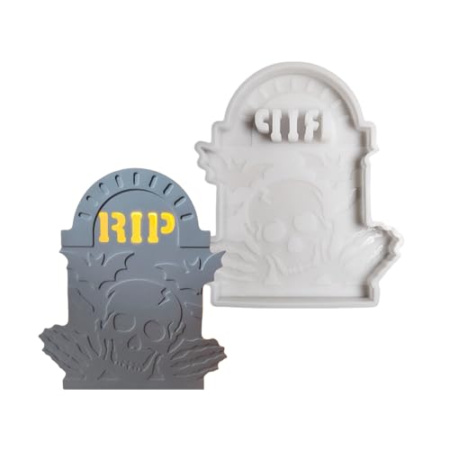 Detailliertes Skelett Grabstein Silikonform Handgefertigt Zement Grabstein Ornament Silikon Für Halloween Party Dekore Dekore Halloween Artwork von WKabnkn