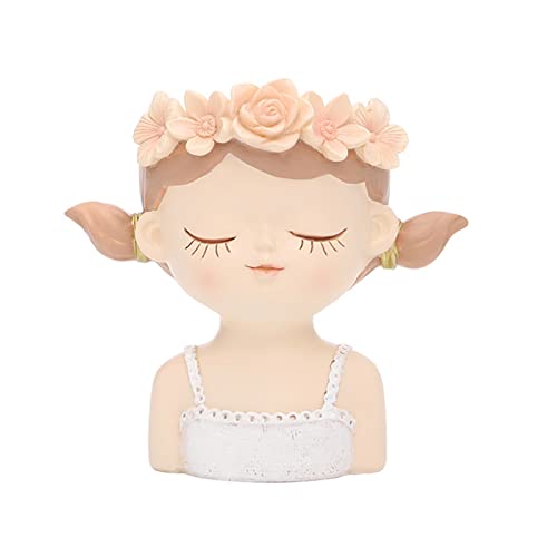 WKabnkn Girl Face Neuheit Pflanzer Hält Elegante Harzvase Für Sukkulenten Kaktusunique Kleines Mädchen Für Vase Pflanzen Pflanzen Töpfe Mit Drainage von WKabnkn