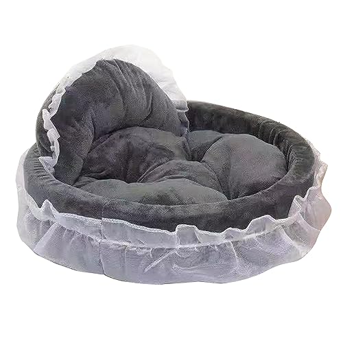 WKabnkn Hundebett Stilvolle Spitzenprinzessin Nest Für Kleine Welpen Kätzchen Ribbon Bowknot Prinzessin Haustierbett Mit Abnehmbarem Kissen Haustier von WKabnkn