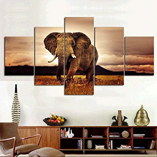 WKqifeil 5 Panels Multi Panel Print African Bull Elephant Leinwand Bild Wandkunst Afrika Poster Print Home Decor Leinwand Wandkunst Malerei Bilder No Framed W100cm*H50cm WKqifeil 5 Panels Multi Panel Print African Bull Elephant Leinwand Bild Wandkunst Afrika Poster Print Home Decor Leinwand Wandkunst Malerei Bilder No Framed W100cm*H50cm von WKqifeil
