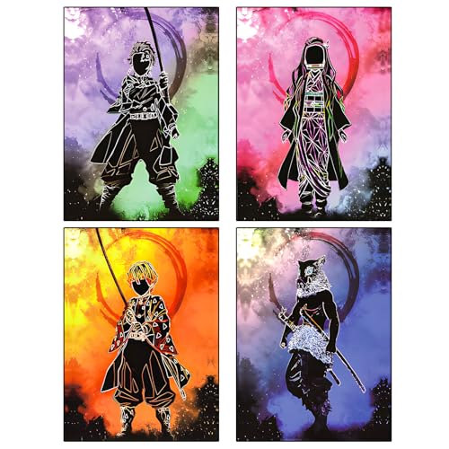 WKxinxuan Demon-Slayer Poster, 4 Stück Anime Poster, Kimetsu no Yaiba Poster Nezuko Poster Tanjiro Kamado Poster Inosuke Poster Gatsuma Zenitsu Poster Wanddekoration Geschenk für Kinder 21x30cm WKxinxuan Demon-Slayer Poster, 4 Stück Anime Poster, Kimetsu no Yaiba Poster Nezuko Poster Tanjiro Kamado Poster Inosuke Poster Gatsuma Zenitsu Poster Wanddekoration Geschenk für Kinder 21x30cm von WKxinxuan