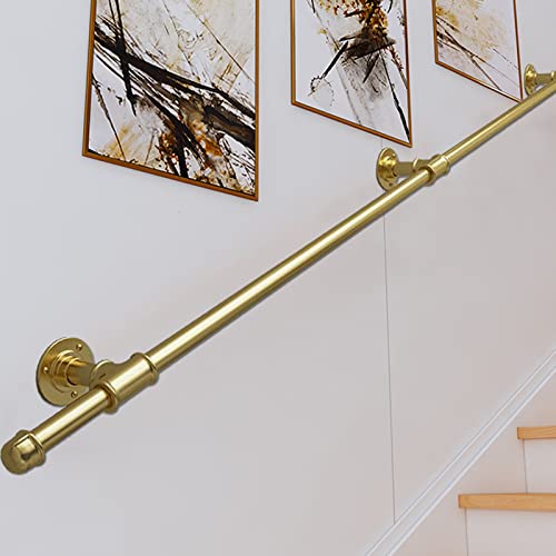 WL-ZZZ Moderne goldene Handläufe für Indoor Outdoor-Schritte 1m 1,5m 2m 3m 4m 5m 6m Treppengeländer | Wandbanierschiene für Externe Außentreppen - Sicherheit rutschfest (Size : 120cm) von WL-ZZZ