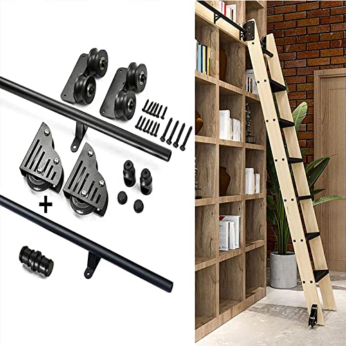 WL-ZZZ Rollende Bibliotheksleiter Hängende Schiene komplettes Hardware -Set, mit Schieberbodenrollrädern + Rundrohr Mobile Extension Leiter (Keine Leiter) (Size : 100cm Gleisbausatz) von WL-ZZZ