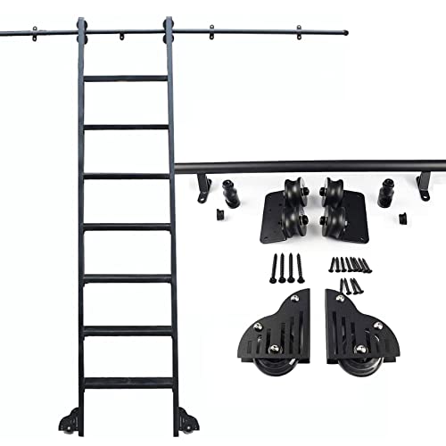 WL-ZZZ Rolling Library Ladder Hardware Kit Black Slide Ladder Gleis Kit, 3,3 Fuß 20 Fuß Stahlrohr-Röhrchen Mobilfunkleiter (Keine Leiter) mit Bodenrollenrad (Size : 400cm Gleisbausatz) von WL-ZZZ