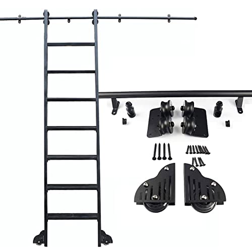 WL-ZZZ Rolling Library Ladder Hardware Kit Black Slide Ladder Gleis Kit, 3,3 Fuß 20 Fuß Stahlrohr-Röhrchen Mobilfunkleiter (Keine Leiter) mit Bodenrollenrad (Size : 500cm Gleisbausatz) von Lanmmraifc