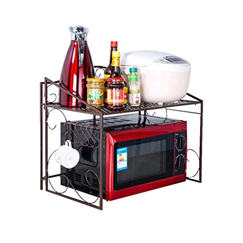 WLABCD Kitchen Bathroom Shelf,Iron Art Kitchen Microwave Oven Shelf 2-Tier with 6 Hooks Seasoning Bracket Multifunctional Storage Rack Rice Cooker Shelf Bronze WLABCD Kitchen Bathroom Shelf,Iron Art Kitchen Microwave Oven Shelf 2-Tier with 6 Hooks Seasoning Bracket Multifunctional Storage Rack Rice Cooker Shelf Bronze von WLABCD