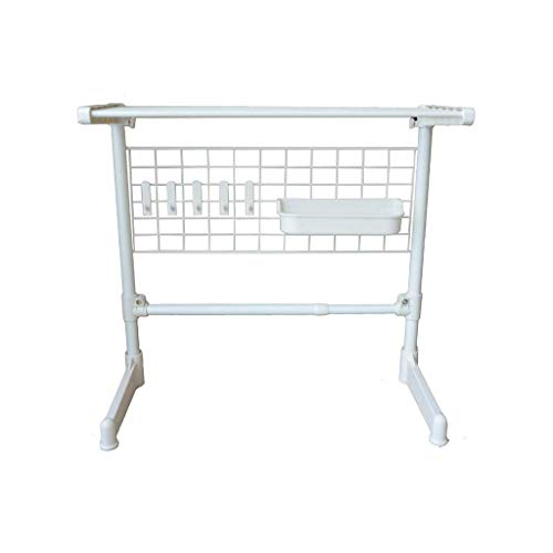 WLABCD Kitchen Bathroom Shelf,Simple White Kitchen Microwave Oven Racks with 5 Hooks 2-Tier Kitchenware Storage Shelf Pylons Bracket Seasoning Rack Shelf Dish Rack von WLABCD