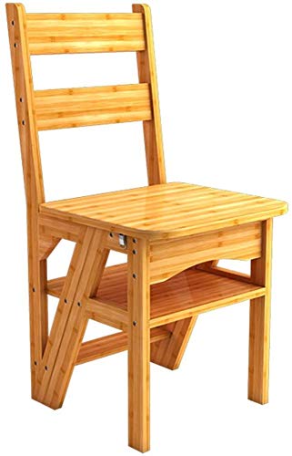 WLABCD Leiter Hocker Stuhl Massivholz Schemel Multifunktional Leiter Fußstütze Falten Einstellbar Fischgrätenmuster Trittleiter Haushalt Bibliothek Küche Blumenregal/A / 39×40×90cm von WLABCD
