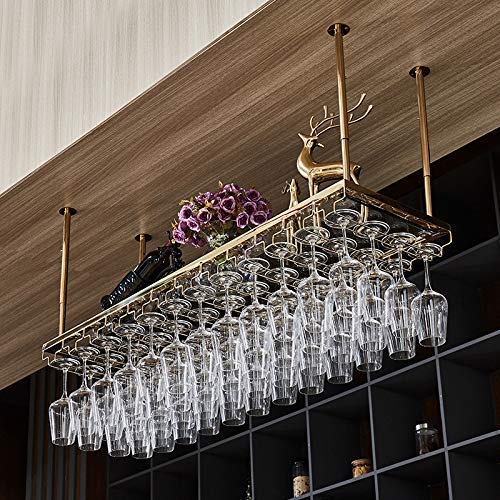 WLABCD Weinregal, Bar, Restaurant, Weinglas-Rack, Home Simple Hängende Rote Stemware-Aufbewahrung Auf Der Kopflieferung Halter Henkte Deckenbecherhalter,120X35Cm von WLABCD