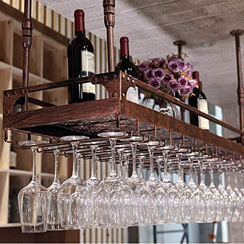 WLABCD Weinregal Home Rot Halter Restaurant S, Weinglas-Rack-Suspension Haushaltsbecher-Halter Bar-Zähler Auf Den Kopf Nach Unten Rot,Bronze60 * 35 Cm. von WLABCD