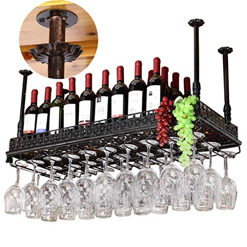 WLABCD Weinregal Home Rot Halter Weinglas Rack S, Organisation Küchenstangen Rot Hängende Aufsteher Auf Der Kopfreinigung Eisen Kunstregal Hängende Decke Stemware Halter Für Barzähler/Restaurants / von WLABCD
