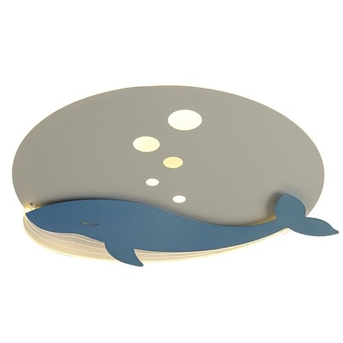 WLBHWL 19,7-Zoll-LED-Deckenleuchte Mit Fernbedienung, Dimmbar, Cartoon-Wal-Schlafzimmerleuchte, Innen-Deckenleuchte, Jungen- Und Mädchenzimmerbeleuchtung Für Babyzimmer, Wohnzimmer, Kinderlampe von WLBHWL