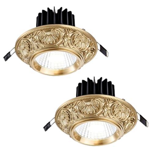 WLBHWL 2-teilige Runde Downlight-Leuchte, Gebürstetes Messing-Finish, LED-Einbauleuchten, Dimmbare Scheibenleuchte, CRI 90+, Eyeball-Retrofit-Spotlight WLBHWL 2-teilige Runde Downlight-Leuchte, Gebürstetes Messing-Finish, LED-Einbauleuchten, Dimmbare Scheibenleuchte, CRI 90+, Eyeball-Retrofit-Spotlight von WLBHWL