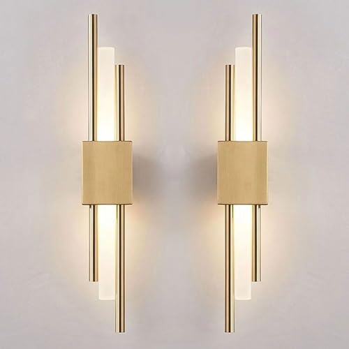 WLBHWL Modernes Wandleuchter-Set Aus Zwei Dimmbaren LED-Wandleuchten, Gold/Schwarze LED-Wanddekor-Beleuchtung Für Wohnzimmer, Schlafzimmer, Medienraum, Eingangsbereich von WLBHWL