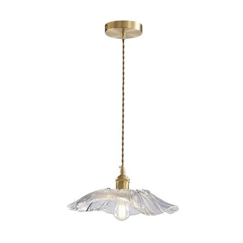 WLBHWL Vintage-Pendelleuchte, 11-Zoll-Kücheninsel-Deckenpendelleuchte, blumenförmiger Glasschirm-Hängelampe für Bar, Eingangsbereich, Ankleidezimmer, Wohnzimmer usw von WLBHWL