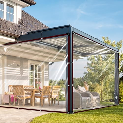WLBXDRZK Plane Wasserdicht 3x6m, Abdeckplane Durchsichtig mit ösen Terassenplane, Fensterplane Folie Transparent für Draußen Winterschutz Winterfest Garten Gewächshaus von WLBXDRZK