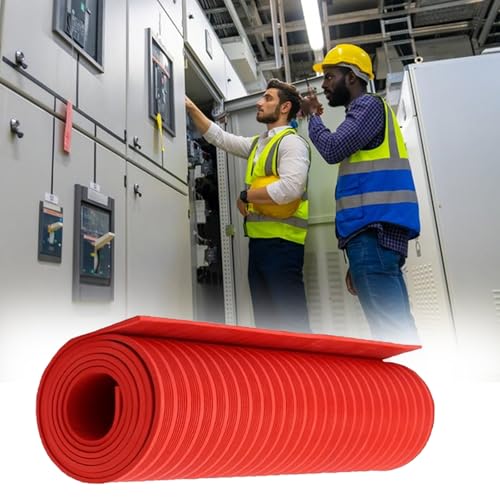 Elektrisch Isolierte Sicherheitsarbeitsmatte Für Elektriker, Große Isolierte Gummimatte Mit Gewellter Oberfläche Für Generatorräume(19'x1/10"(5.7mx3mm)) von WLCGYD