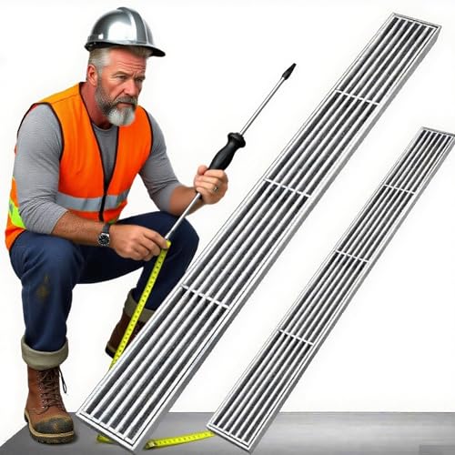 Entwässerungsrinne 2er-Pack Schmaler Abflussgrabenrost, 1 M Grabenablauf Mit Rost Für Den Außenbereich, Gitter-Regenwasserkanal-Entwässerungsset(100x25X3cm/39.4x10in) von WLCGYD