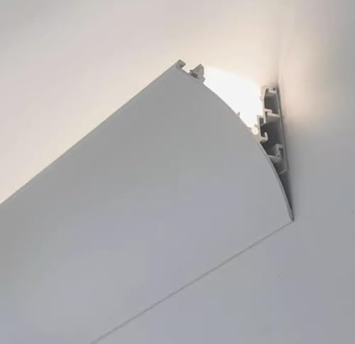 WLCGYD Aluminium-Kanalschiene Und Abdeckung Zur Montage Von LED-Streifenlichtern, 1 2 3 4 5 Meter Obere Eckstreifenlinie/Gipslinien-Wandfluter-Dekor(3.6m/141.7in L) von WLCGYD