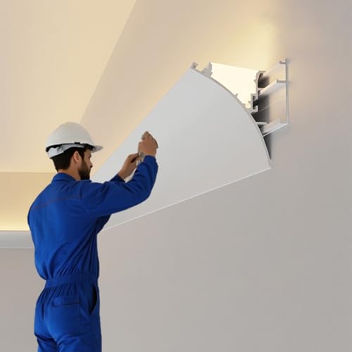 WLCGYD LED-Aluminiumkanal Mit Diffusor 1 2 3 4 5 6 7 8 9 M, Indirekte Beleuchtung, LED-Schienen-Deckenkronenform, LED-Lichtschienenprofil(7cm(2 3/4in),11ft/3.3m) von WLCGYD
