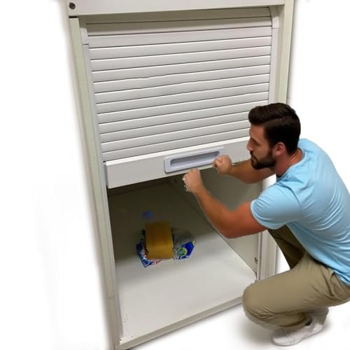 WLCGYD Rollladen-Set Für Herunterziehen, Rollladentür Aus ABS-Kunststoff Mit Griff, Einziehbare Schranktür(WXH-30X20(76.2X50.8CM)) von WLCGYD