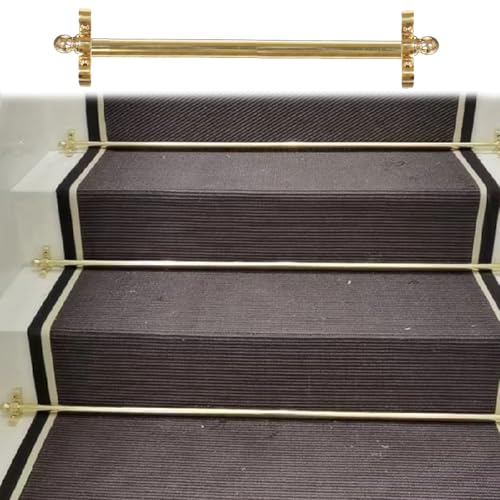 WLCGYD Treppenteppichstangen 5 10 13 Stück Messing-Treppenstangen Oder Teppichläufer, Renovierung, Treppenstufenstangen Mit Kugelförmigem Abschluss Und Halterungen(10pack,65cm/25.6in) von WLCGYD