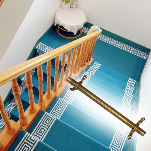 WLCGYD Treppenteppichstangen Halterungen Für Teppichläufer-Treppenstangen, Messing-Galerieschienen Für Regale, Treppenteppichläufer-Halterklammern Aus Massivem Messingguss,(5pcs,81cm(32in)) von WLCGYD