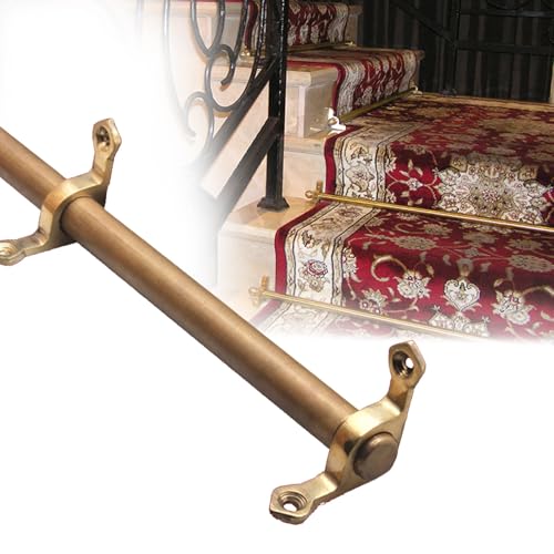 WLCGYD Treppenteppichstangen Metallstange hält Teppichläufer auf Treppen, Treppenläuferstangen aus antikem Messing, 16 15 14 13 12 10 5 3 Stück Rohrstangen-Treppenstangen(16pcs,L48inch(121cm)) von WLCGYD