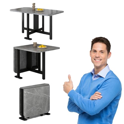 klapptisch Klappbarer Esstisch, Klapptisch Mit Halterung Für Küche, Café, Terrasse, Flach Zusammenklappbarer Wohnmobiltisch, 0,8 1 1,2 1,4 M(B,100cm/39.4in) von WLCGYD