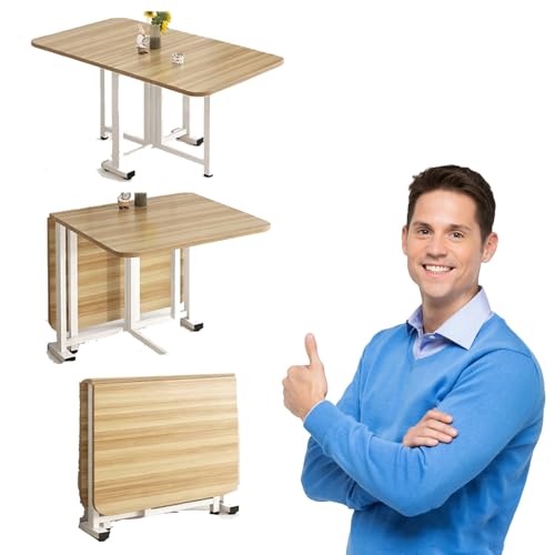klapptisch Klappbarer Esstisch, Klapptisch Mit Halterung Für Küche, Café, Terrasse, Flach Zusammenklappbarer Wohnmobiltisch, 0,8 1 1,2 1,4 M(D,80cm/31.5in) von WLCGYD