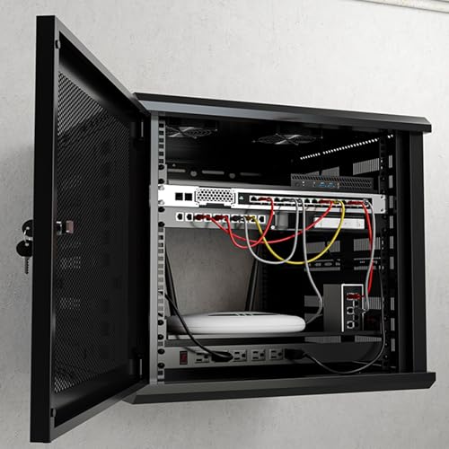 netzwerkschrank 12U 60cm Tiefe Wandhalterung IT Netzwerk Server Rack Datenschrank Gehäuse, Computerschrank Mit Türen(15U) von WLCGYD