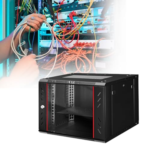 netzwerkschrank Server-Rack 6U/ 9U/ 12U/ 15U/ 22U, Netzwerk-Rack-Gehäuse Mit Rädern Und Lüftern Für Zuhause, Für Netzwerke, Audio-Video-Geräte(9U) von WLCGYD