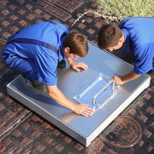 schachtabdeckung Rechteckiger Schachtdeckel Für Den Außenbereich, Eingebetteter Kanaldeckel Aus Stahl Mit Griff Für Terrassen, Keller, Rasen, Brunnenpumpenabdeckungen(85 x 85 cm) von WLCGYD